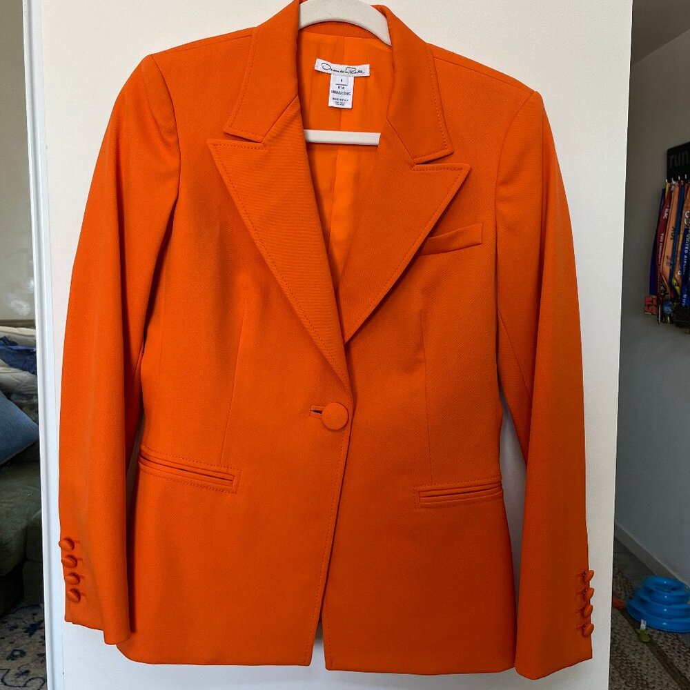 Oscar de La Renta 2018 Women's Orange Wool and Silk Blazer